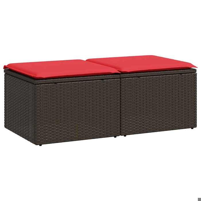 VidaXL Salon de jardin avec coussins 2pcs marron résine tressée acacia, ensemble de canapés d'extérieur, salon de jardin 3328667