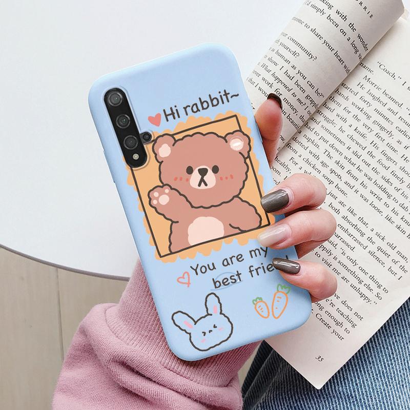 Flowers Funda For Huawei Nova 5T Capa NOVA5T 5 T Phone Case Soft Silicone Cute Cat Bear Back Cover For Nova5 T Coque Bag Fashion