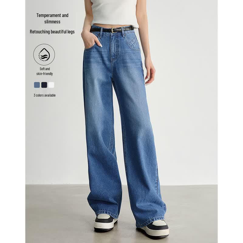 Women s High-Waist Straight Wide-Leg Jeans S