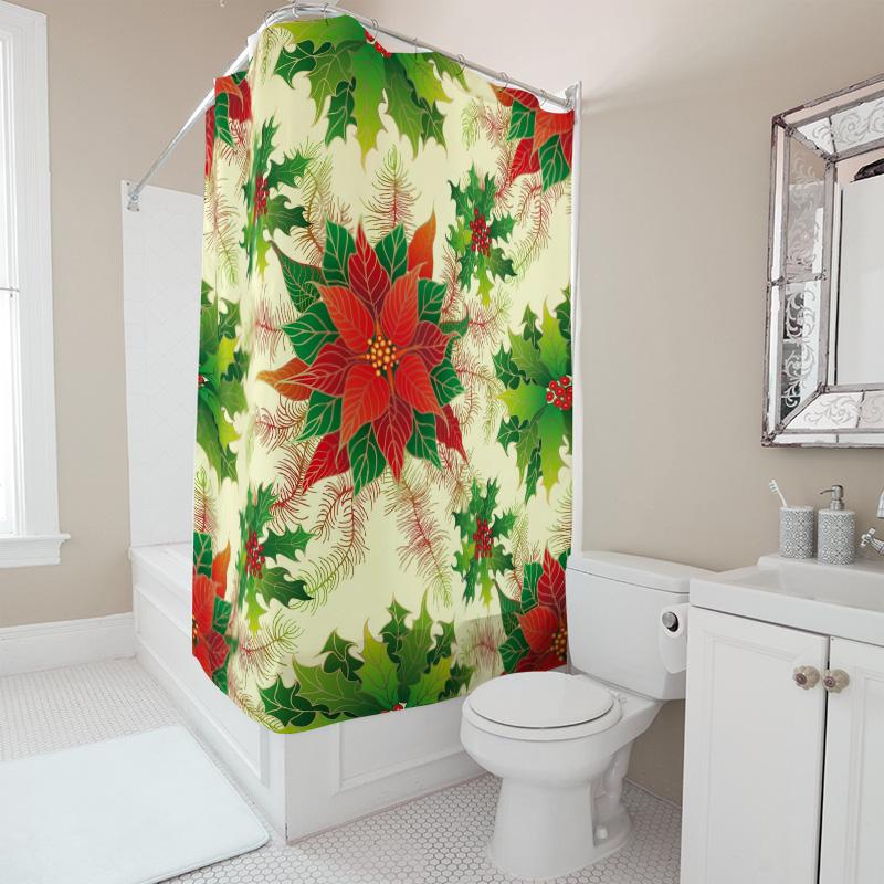 TU Floral Shower Curtain Botanical Pattern Vintage Flower Decor Bathroom Fabric Backdrop Nature Themed Artistic Wall Hanging Hom