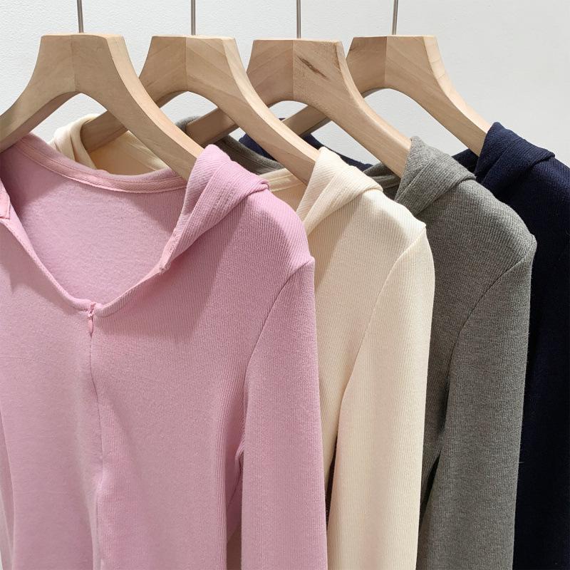 Damen Koreanischer Rosa Kapuzen-Strick-Cardigan-T-Shirt - Herbst/Winter 2025 Kollektion, Vielseitig als Innenlage oder Oberbekleidung