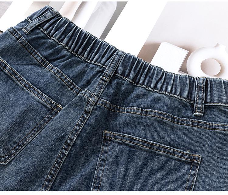 Spring 2026 Women's Elastic Waist Straight Leg Plus Size Cropped Petite Jeans