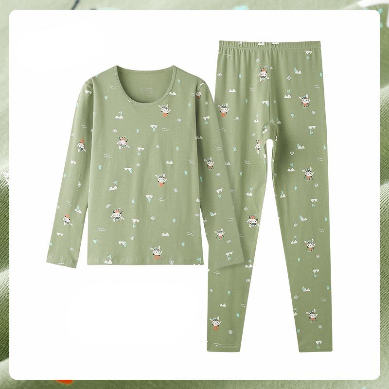 Autumn Winter Cotton Printed Floral Women Thermal Underwear Sets Slim Warm Suit