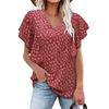 2026 Summer Women's V-neck Floral Pleated Short-Sleeve Shirt