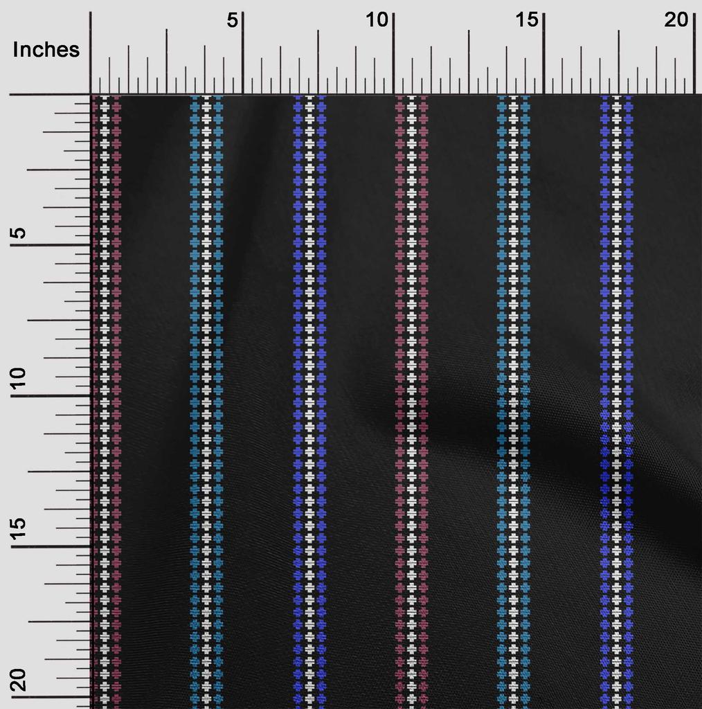 oneOone Cotton Flex Medium Blue Fabric Geometrical Stripes Sewing Craft Projects Fabric Prints By Yard 40 Inch