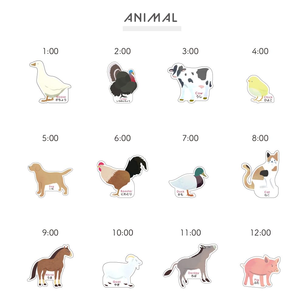 Animal Bird Sound Alarm Clock Wall Clock TICKY TACKY CLOCK (ANIMAL) #25688