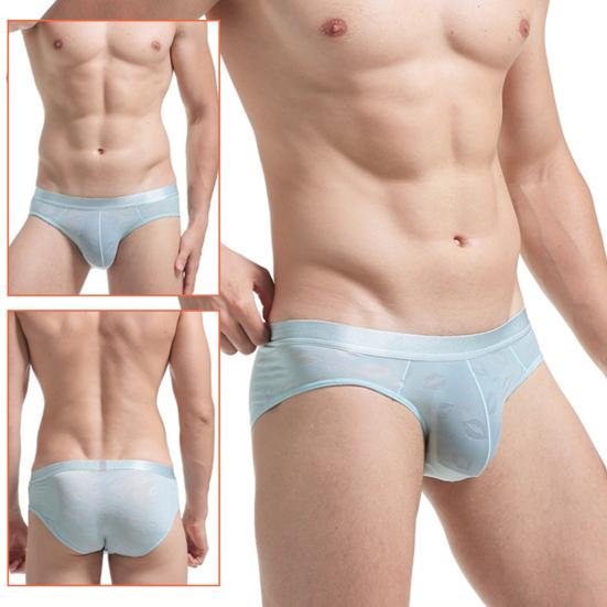 Men Briefs Thin Low Waist Breathable U Convex Solid Color Anti-septic Underwear Elastic Daily Wear Underpants Male Clothes
