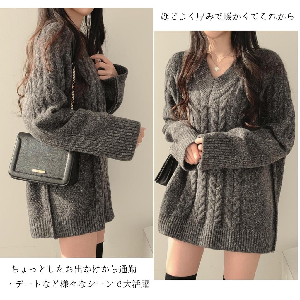 Knit Loose Cable Knit Solid Perfect for Casual [OGCPWYQZ] Women's V-Neck Sweater, Fit, Long, Oversized, Pullover, Soft, Warm, Stylish, Elegant, Color,