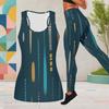 Women Plus Size Two Piece Set Scoop Neck Sleeveless Longline Tank Top Printed Fitted Pants