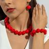 Exaggerated Color Large Round Bead Bracelet And Necklace Set, Beaded Jewelry