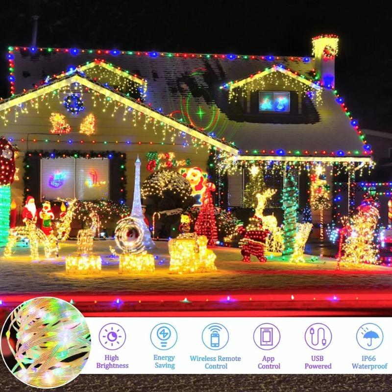 Smart Fairy Lights LED String Lights APP Remote Control DIY Color Changing Music Sync Timer for Valentines Day Party Decoration