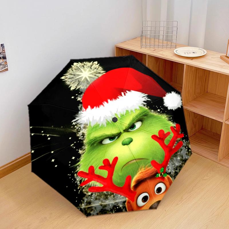 Grinch Christmas  Automatic Umbrella - Suitable Travel Outdoor Portable Umbrella Birthday Gift Daily Essentials