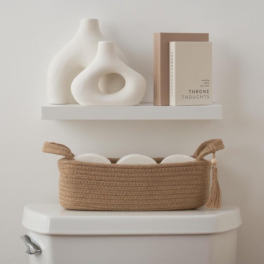 Woven Desktop Organizer Handheld Toy Storage Basket Toilet Paper Holder Home Bathroom Accessories