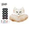 Realistic Fox Masque with Tail DIY Therian Kit, Plush Furry Fox/Cat Animals Multi Colored Eye Lenses Mesh, for Christmas Halloween Masquerade Cosplay