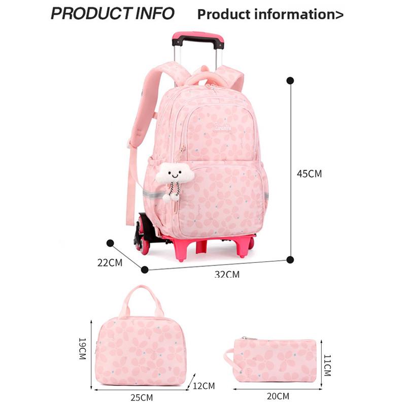 Set Zaino Scolastico Zaino con Ruote per Ragazze Studenti Zaino Trolley con Ruote Borsa Scolastica con Ruote Bagaglio da Viaggio Zaino per Libri