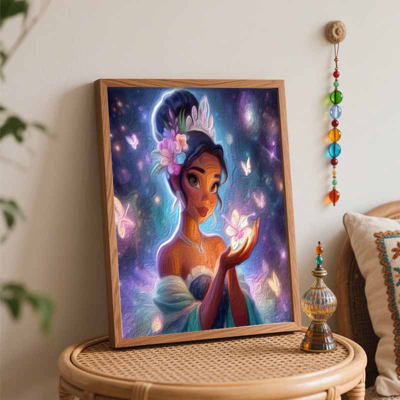 Disney Oil Paint Art Painting Kit Princess Tiana Home Wall Decor Diamond Painting Accessories Gems
