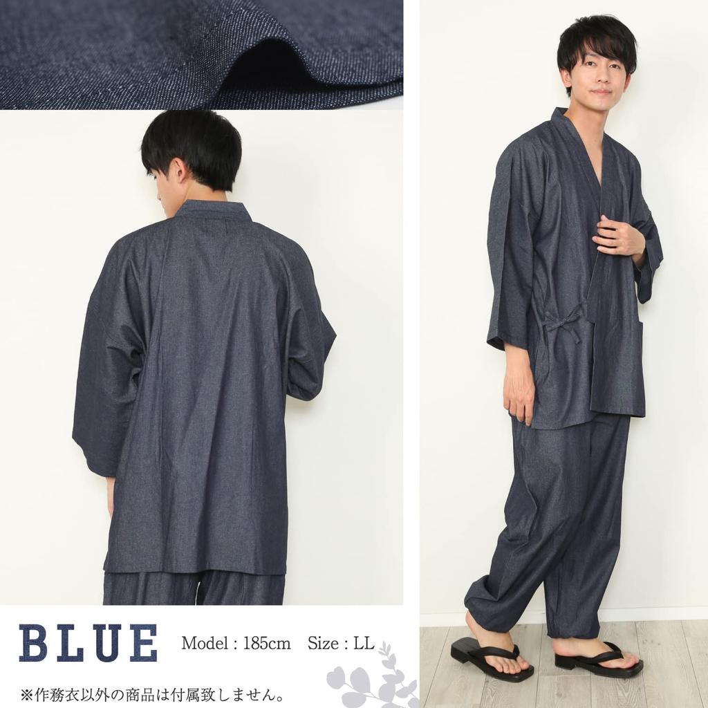Denim Samue for All Year for Men [Nishiki] Men, Round, 100% Cotton, (1. Blue/LL/0818)
