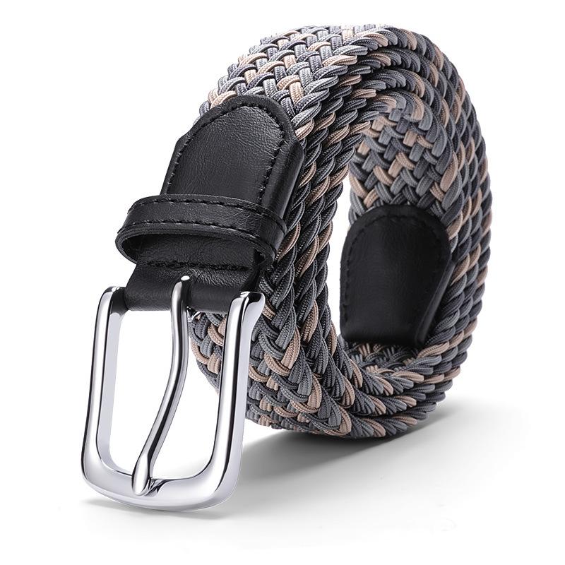Premium Braided Belt Casual Men'S Belt Pin Buckle Elastic Canvas Elastic Belt Women'S Belt