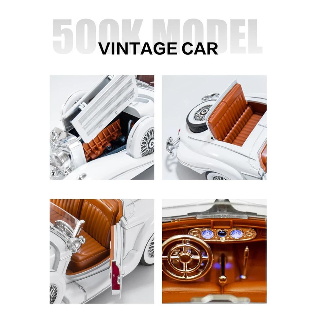 1/18 Benzs 500K Legering Luxy Auto Model Diecast Metaal Klassiek Retro Voertuig Auto Model Hoge Simulatie Geluid en Licht Kinder Speelgoed Cadeau