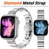 Rhinestone Piano Link Metal Strap For Apple Watch S11 46mm Band 38/40/41/42/44/45/49mm for iWatch Series 10 9 8 7 SE Luxury Women Replacement Bracelet