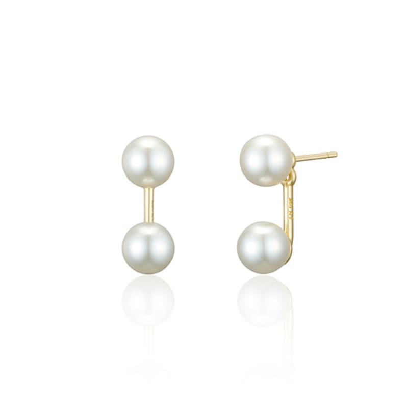 LUNNE 14k Double Pearl Two-Way Earrings (14k Gold) #L25