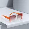 Modern Fashion Orange Grey Gradient Square Sunglasses With Orange Metal Strip Decoration Sunglasses Women  Glasses Women