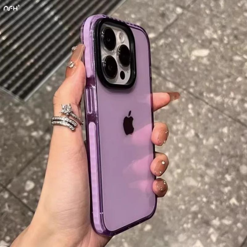 For iPhone 16 Pro Max Luxury Transparent Color Frame Phone Case For iPhone 15 14 13 12 11 Pro Max X Xs Xr Soft Protective Cover