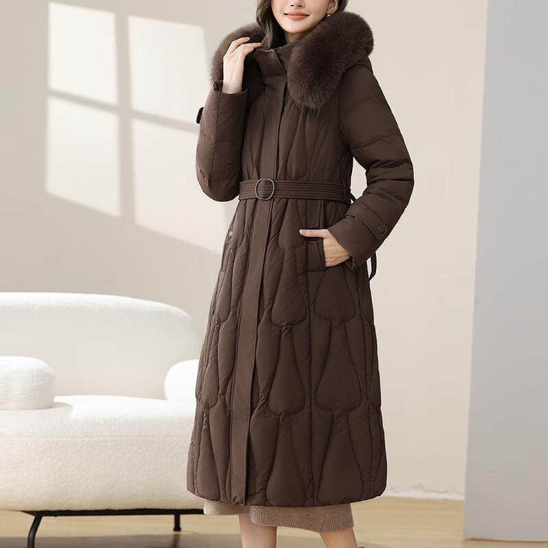 Yalu Women's Winter Hooded Slim-Fit Down Jacket with Fur Collar