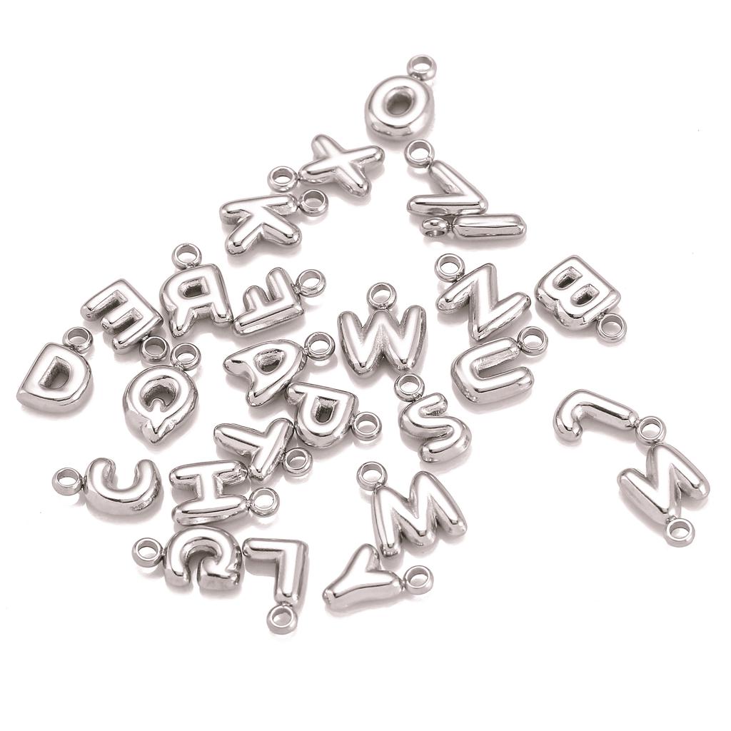 3Pcs Mini Balloon Alphabet Charms Cute Small Initial Bubble English Letter Stainless Steel Pendants DIY Necklace Bracelet Making