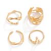 New 4Pcs/Set Vintage Irregular Lava Open Ring for Women Men Goth Gold Color Adjustable Couple Rings Y2K Wed Jewelry Gift