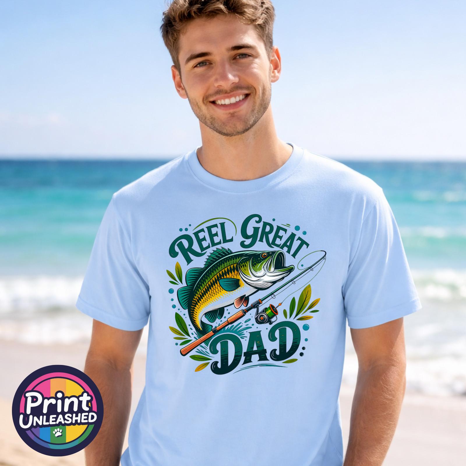 Reel Great Dad T-Shirt Fishing Dad Gift Father s Day Fisherman Tee Funny M-XL L
