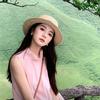 Flat Top Straw Hat Women'S French Straw Top Hat Summer Big Brim Sun Hat Seaside Vacation Sun Hat