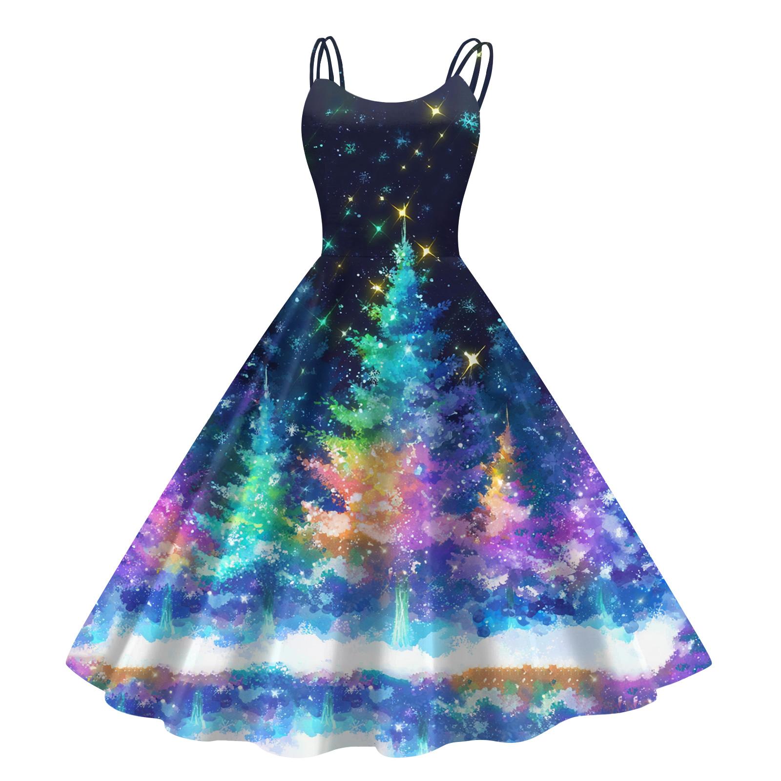 

Женское модное повседневное платье с рождественским принтом, сексуальное с открытыми плечами, в стиле панк, ретро XL синий