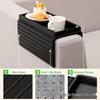 Wooden Sofa Armrest Tray & Storage Box for Drinks and Remotes