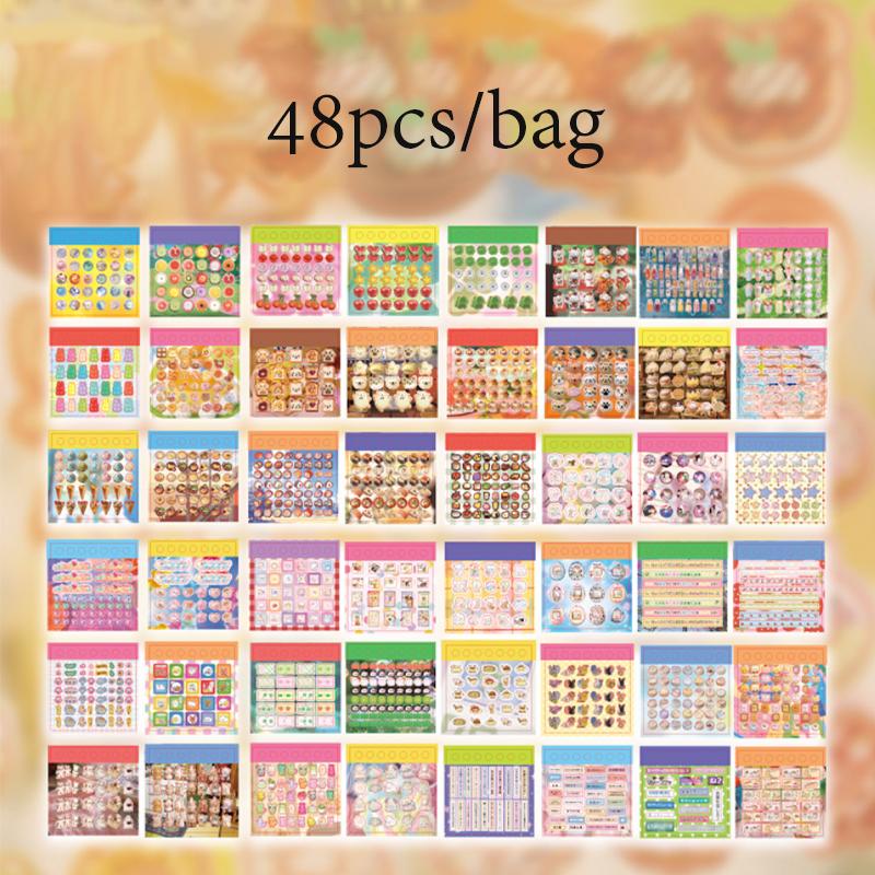 48 Stück/Beutel Flash Sand Cut Film Aufkleberbuch Kreatives DIY Handbuch Material Dekoration Handyhülle Journal Scrapbook Kalenda