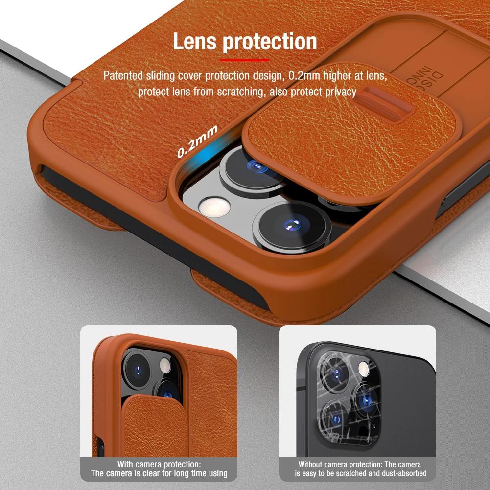 NILLKIN For iPhone 13 Pro Max with Slide Cover Camera Protection Flip Leather Cover For Apple iPhone 13 Pro 5G (2025) Case