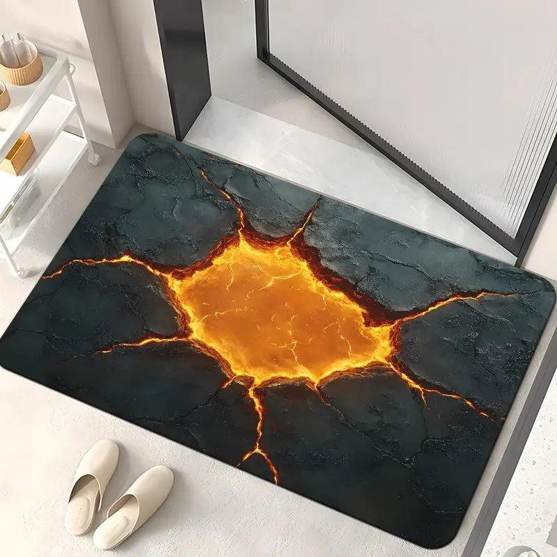 3D Stereo Effect Lava Ice Cave Realistic Design Carpet Mat Rug Home Decoration Soft Absorbent Non-Slip Bathroom Welcome Mat
