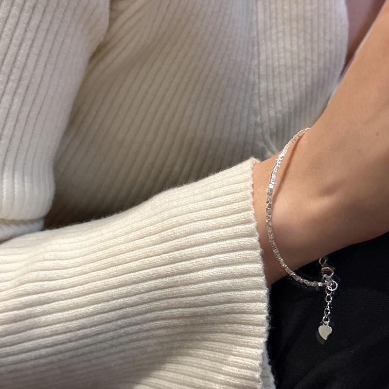 Korean Style S925 Sterling Silver Irregular Stone Clavicle Chain Necklace