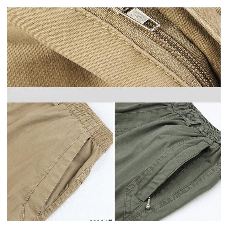 New Summer Men's Cotton Casual Pants Plus Size Overalls Men's Breathable Comfortable Sweat Absorption Solid Color Business Straight Pants
