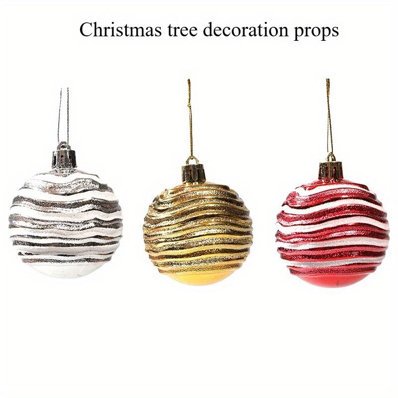 6pcs Unique Christmas Ball Ornaments Assorted Colors Patterns, Durable Plastic Hanging Decorations for Christmas Trees,Christmas Decorations