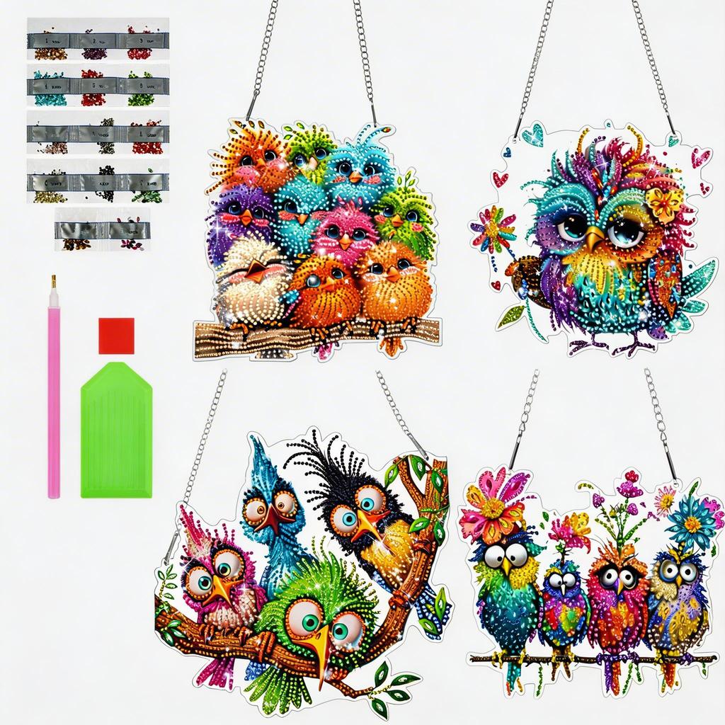 Kids Diamond Art Kit Special Shaped Rhinestone DIY Acrylic Art Craft Painting Window Pendant Home Garden Wall Hanging Ornament
