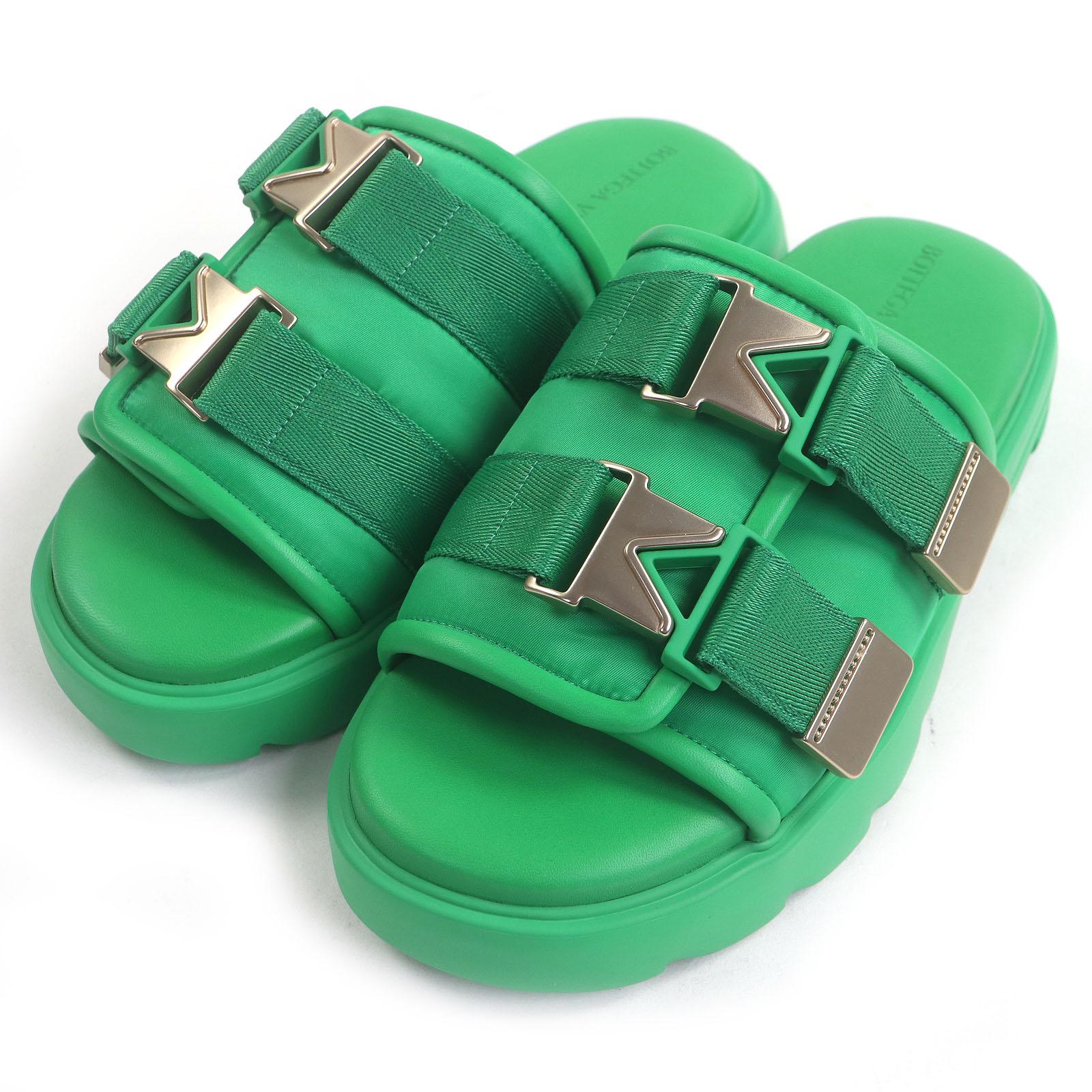 

Pristine BOTTEGAVENETA Sandals Flash Double Belt Slide Sandals Shower green Used