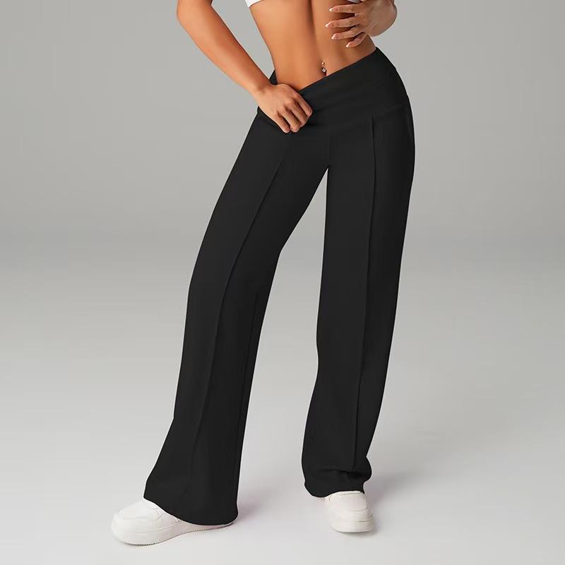 Women's High Waist Sports Pants, Slim Straight Long Trousers with Stitched Pockets, Outdoor Casual Comfortable Workout Pants