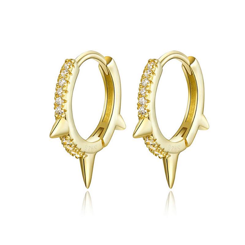 

European & American Rivet-Shaped Ear Hoops, Cubic Zirconia Earrings, Minimalist Punk-Style Women s Ear Clips золотой