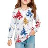 Christmas Day Girls' Long Sleeve Blouse - Round Neck Soft Waist Tunic