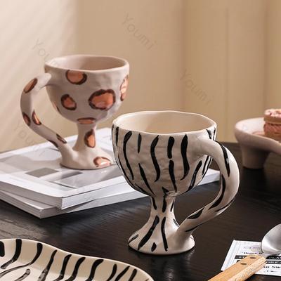 Caneca de Cerâmica Irregular Estilo Retrô Criativa para Lanches de Chá da Tarde Xícaras de Café Requintadas Xícara de Leite para Café da Manhã Utensílios de Mesa Domésticos