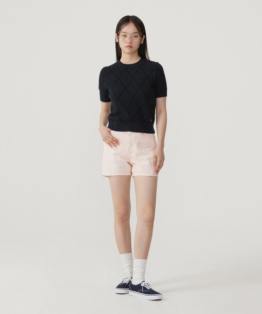COVERNAT WOMAN Clover Heart Jacquard Half Knit Navy