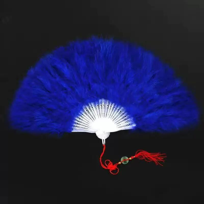 New Style Feather Fan Folding Fan for Qipao Performance Dance, Ancient Style Hanfu Women's Fan Dance