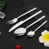 4Pcs Silver Stainless Steel Dinner Cutlery Set Knife Fork Spoon Dinnerware Mirror Tableware Set Wedding Birthday Silverware