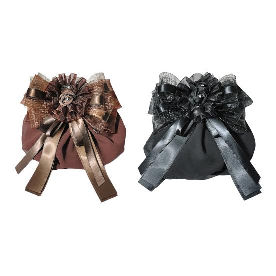 Lace Decorated Hair Accessories Bowknot Flower Decor Mesh Bag Hair